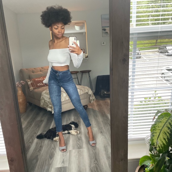 White Off Shoulder Long Sleeved Croptop - Picture 10 of 11